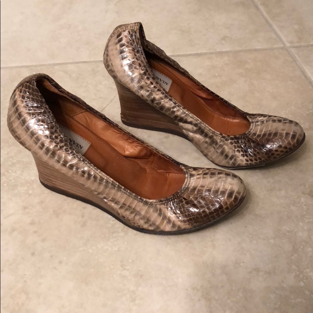 Lanvin Brown Python Wedges - image 8